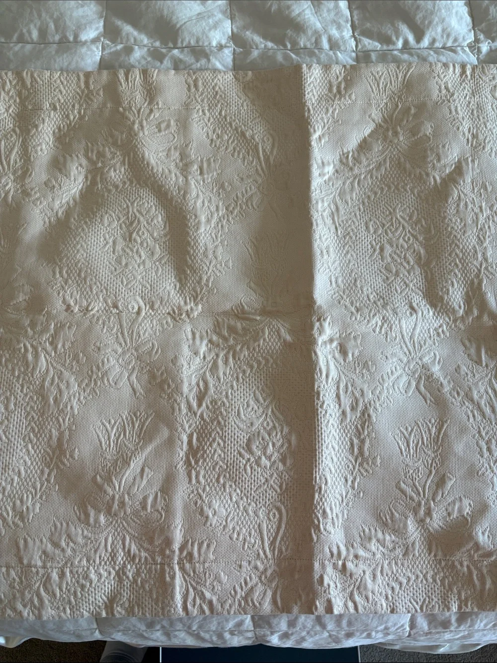 Embroidered Ivory standard size sham new never used SFERRA